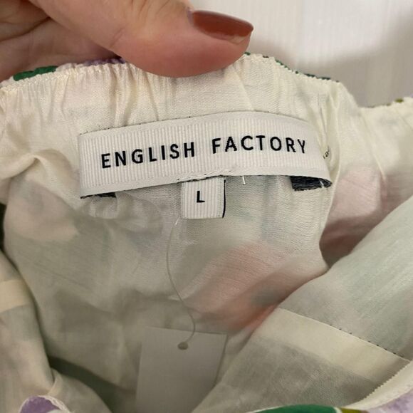 NWT English Factory Coquette Front Tie Green Multi Rose Flower Bustier Dress L - Picture 6 of 8